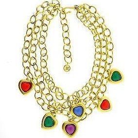 Givenchy gold crystal hearts necklace
